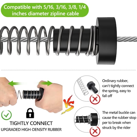NTR Zipline Spring BrakeBrake Zip Line Zip String 66FT Extra Long HighStrength Compression Stainless Zip Line Spring Steel Ziplines Brake Zipline Brake SystemStopStopper Zipline Parts