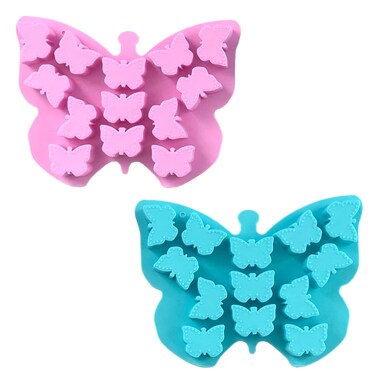 Butterfly Ice Cube Tray 2 pcs Craft Ice Cube Molds Butterfly Molds Silicone Ice Cube Tray Shapes Butterfly Molds for Chocolate Cute Ice Cube Tray Cocktail Small butterflies 13 cavitiesmold
