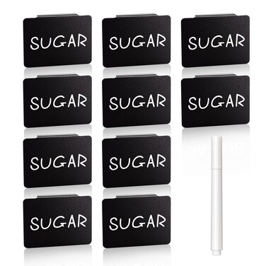 Plastic Basket Label Clip Bin Clip Labels for Baskets Pantry Storage Box Label Holder Include 10 Pieces Label Bins Clip  1 White Chalk Maker for Kitchen Office Home Organization