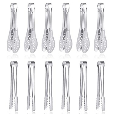 12 Pack Premium Small Serving Tongs Dmoera Mini Stainless Steel Appetizer Tongs 5Inch52Inch127cm
