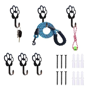 6 PCS Dog Paw Shaped Dog Leash Hook for Wall Metal Leash Holder Wall Mounted Hanger for Coat Key Entryway Hallway Kitche Office