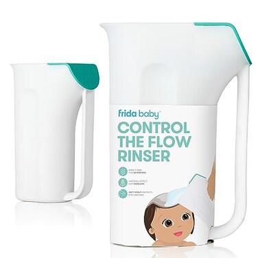 Frida Baby Control The Flow Bath Rinse Cup  Rinser Cup to Wash Hair  Body  Rinser Cup for Bath Time with Easy Grip Handle  Removable Rain Shower