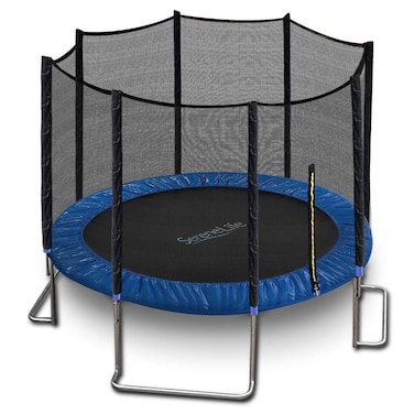 SereneLife 81012 FT Outdoor Recreational Backyard Stable Strong Heavy Duty Trampoline with Safety Enclosure Net AntiRust Coating Kids and Adults Spring Cover Padding