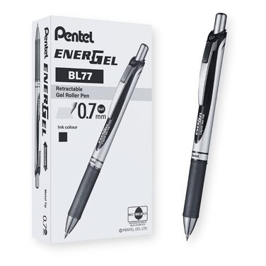 Pentel EnerGel RTX Roller Ball Retractable Gel Pen Black Ink Medium 1 each