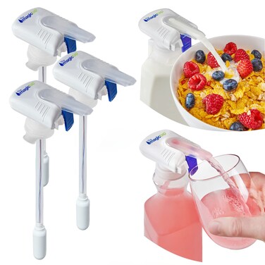 The Magic Tap Automatic Drink Dispenser  HandsFree Beverage Dispenser for Fridge  Perfect for Milk Juice  Gifts for Women  Men  3 Pack White