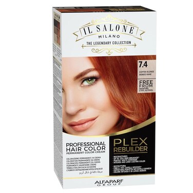 Il Salone Milano Plex Rebuilder Permanent Hair Color Cream  74 Copper Blonde Professional Hair Dye Kit for a Natural Gloss  Glaze  Paraffin Paraben and Alcohol Free