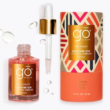 Go Beauty Longevity CoQ10 Daily Antioxidant Defense Serum  A Super Food for Skin Boost Skin Health AntiAging Sun Damage Sagging Skin  with 7 Peptides  Vitamin B3  Pure Vitality 1 fl Oz