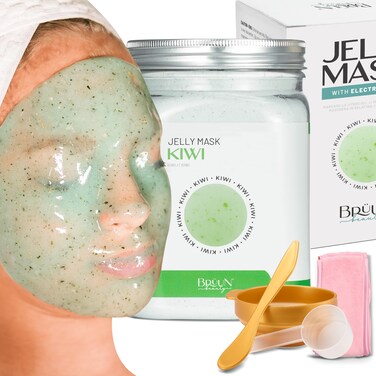 BRUN PeelOff Kiwi Jelly Mask for Face Care  A 23 fl oz Rubber Mask Jar for 30 to 35 Treatments  A Skin Care Moisturizing Gel Mask of Spa Set for Men Women and Adults