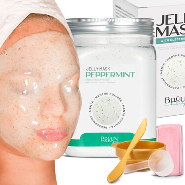 BRUN PeelOff Peppermint Jelly Mask for Face Care  A 23 fl oz Rubber Mask Jar for 30 to 35 Treatments  A Skin Care Moisturizing Gel Mask of Spa Set for Men Women and Adults