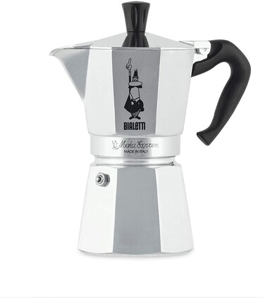 Bialetti  Moka Espress Iconic Stovetop Espresso Maker Makes Real Italian Coffee Moka Pot 6 Cups 6 Oz Aluminium Silver
