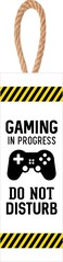 P Graham Dunn Gaming in Progress Dont Disturb Yellow 10 x 4 Pine Wood Decorative String Sign