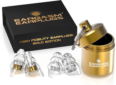 Eargasm High Fidelity Earplugs with Gold Filters  Reusable Noise Reduction Hearing Protection EarPlugs with Carrying Case for Bartenders Concerts Festivals Raves Musicians Live Music Sports