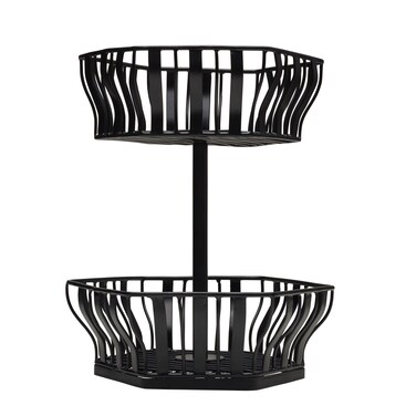 Gourmet Basics by Mikasa Hex 2 Tiered Fruit Basket 125 Inch Black