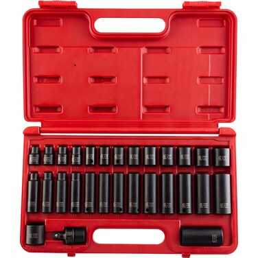 Sunex 3329 38Inch Drive Standard and Deep Metric Impact Socket Set Metric StandardDeep 6Point CrMo 8mm  22mm 29Piece
