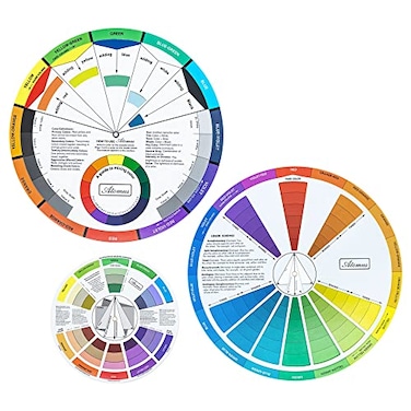 Mcbazel 3 Pieces Color Mixing Guides Wheel Paint Mixing Learning Guide Art Class Teaching Tool for Makeup Blending Board Chart Mix Colours 3 Sizes