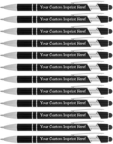 ExpressPen  Personalized Pens with Stylus  The Legacy  Custom Metallic Printed Name Pens with Black Ink  Imprinted with Logo or Message  Great Gift Ideas  Customizable 12 pcspack Black