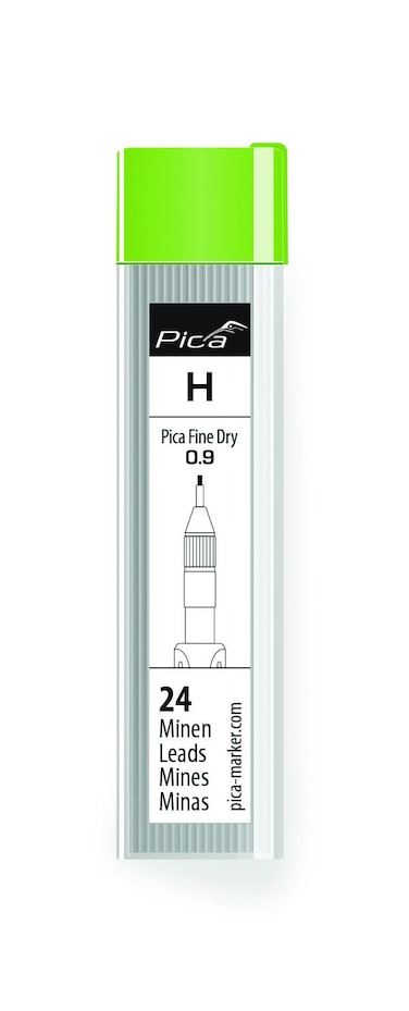 Pica Fine Dry HB 7050 Refill Set Graphite Lead 9 mm for Almost All Surfaces for Precise Marking Includes Eraser 7050