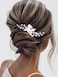 JONKY Silver Wedding Hair Pins Flower Hair Piece Rhinestone Head Pieces Bride Pearl Hair Pin Bridal Hair Accessories for Women and Girls Pack of 1