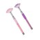 Purple Pink Fan Shape Nail Brush with Rhinestone Handle Glitter Art Drawing Fan Pen Liner Brush Dust Powder Remover Nail Brush 2 Pack