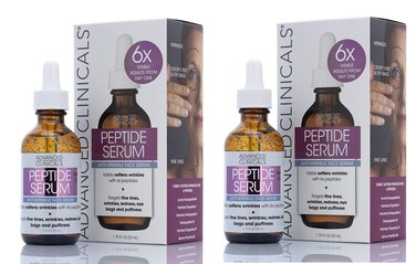 Advanced Clinicals Peptide Facial Serum Moisturizer Skin Care Oil For Face Wrinkles Fine Lines  Puffiness 6X Peptide Concentrate WCollagen Plumps Lifts  Evens Skin Tone 175 Fl Oz 2Pack