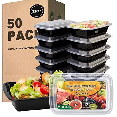 Ezalia 50 Pack Meal Prep Containers 32oz Plastic Food Prep Containers Reusable Leakproof To Go Food Containers with Lids BPAFree MicrowaveDishwasherFreezer Safe