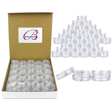 Quantity 100pcs Beauticom 3G3ML Round Clear Jars with Screw Cap Lids for Powdered Eyeshadow Cosmetic Samples