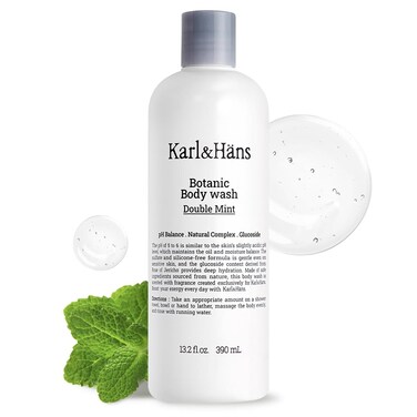 KarlHans Botanic Double Mint Vegan Body Wash  Organic Moisturizing Natural Shower Gel with Peppermint for Men and Women  Sulfate and SiliconeFree 132 fl oz