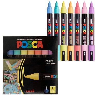 7 Pastel Posca Paint Markers 5M Medium Posca Markers with Reversible Tips Acrylic Paint Pens  Posca Pens for Art Supplies Fabric Paint Fabric Markers Paint Pen Art Markers