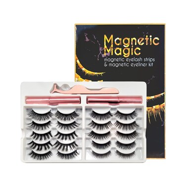 Amber Lash Magnetic Magic Lashes with Eyeliner Most Natural Looking Magnetic Eyelashes Kit with Applicator Best 8D and 3D Look Reusable Fake Eye Lash No Glue Strongest Waterproof Liquid Liner