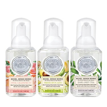 Michel Design Works Mini Foaming Soap 3Pack Set Pink Grapefruit Fresh Avocado Earl Grey Tea
