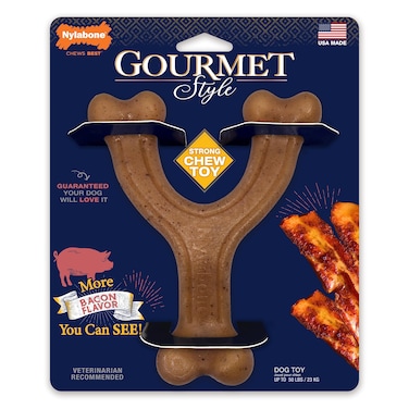 Nylabone Gourmet Style Strong Chew Wishbone Dog Chew Toy Bacon Flavor LargeGiant 1 Count
