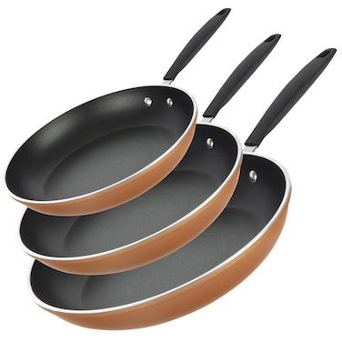GOTHAM STEEL Copper Cast Frying Pan Set 3 Piece Nonstick Copper Fry Pans 8 10  12 Nonstick Frying Pans Nonstick Skillet Set Omelet Pan Cookware PFOA Free Dishwasher Safe Cool Touch Handle