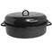 MIRRO 18in Enamel Oval Roaster with Lid Black