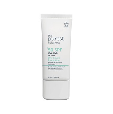 The Purest Solutions DryTouch Protection Mattifier  Oil Control Moisturizer SPF 50  Combined with Witch Hazel  Bilberry  Oily Skin Type  Vegan  Cruelty Free  Eco Friendly 169 fl oz