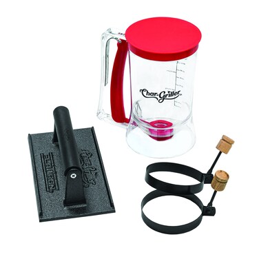 CharGriller 8933 Flat Iron Gas Griddle Breakfast Kit Barbecue Tool SetBlack