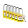Brady Safety Lockout Padlock Sets  6 Pack  Yellow  Keyed Different Safety Lockout Padlocks  1 Key Per Lock  SDPLYLW38STKD6