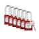 Brady Safety Lockout Padlock Sets  6 Pack  Red  Keyed Different Safety Lockout Padlocks  1 Key Per Lock  SDPLRED38STKD6