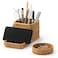 GAIAMADE Pen Holder with Phone Stand and Paper Clip Holder Bundle Wicker Pencil Holder and Paper Clip Cup Pencil Holder with Cell Phone Stand for Office Desk Organization and Home Decoration