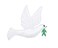White Peace Dove Right Facing Embroidered Iron on Patch