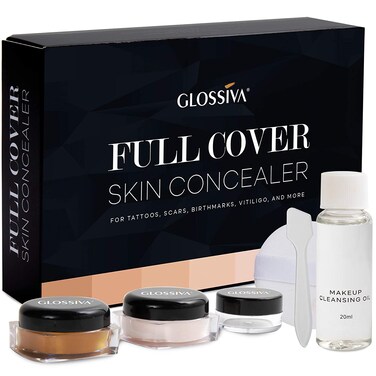 Glossiva Tattoo Concealer  Skin Concealer  Waterproof  For Dark Spots Scars Vitiligo And More  Tattoo CoverUp Makeup  Use on Body For Legs for Men and Women 2489g