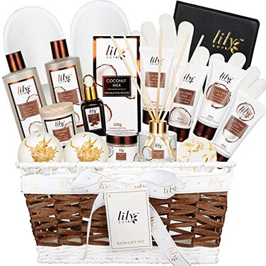 18 Pcs Perfume Bath Spa Gift Baskets Set for Women Bath and Body Gift Basket Set for Women Spa Kit Spa Gift Sets for Women Birthday Gifts Spa Bath Gift Set for Christmas Men Fathers Mothers Day Gift