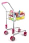 Click N Play Kids Shopping Cart with Food Play Grocery Cart for Kids with 23 Pieces Toddler Shopping Cart  Fits 18 inch Baby Dolls Smooth Rolling Wheels Folds for Easy Storage Pink  Black