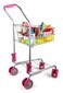 Click N Play Kids Shopping Cart with Food Play Grocery Cart for Kids with 23 Pieces Toddler Shopping Cart  Fits 18 inch Baby Dolls Smooth Rolling Wheels Folds for Easy Storage Pink  Black
