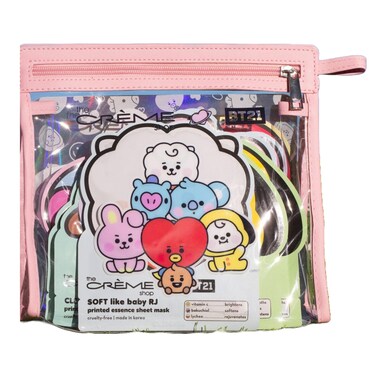 The Crme Shop BT21 Baby Printed Essence Sheet Mask Complete Set 16 Unique Masks with Reusable Travel Pouch
