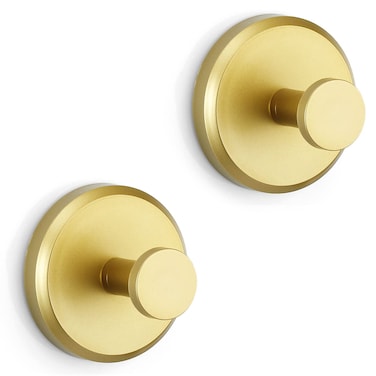 HOME SO Suction Cup Hooks for Shower Bathroom Kitchen Glass Door Mirror Tile  Loofah Towel Coat Bath Robe Hook Holder for Hanging up to 15 lbs  Waterproof Matte Brushed Satin Gold 2Pack