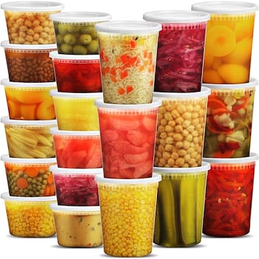 JoyServe Deli Food Containers with 54 Lids  48 Sets 2432 Oz Quart Size  2416 Oz Pint Size For Airtight Takeout Meal Prep Storage BPAFree Dishwasher Microwave Safe
