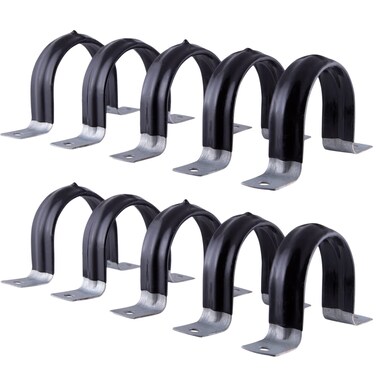 Highcraft QQTQ410 TwoHole Pipe Strap U Bracket 4 Inch Plastic Coated Galvanized Steel10 Pack