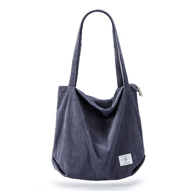 KALIDI Large Totes Bag Women Corduroy Shoulders Handbag Lightweight Shopping Purse with Zipper Pockets