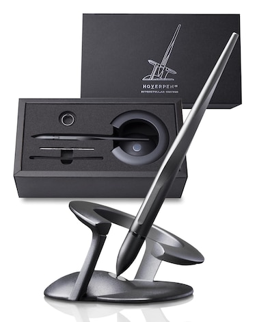 Novium Hoverpen 20 Interstellar Edition  Space Black Ballpoint Pen Unique Conversational Starter Premium Futuristic Design Precision Flow Ink Schmidt Ballpoint Cartridges