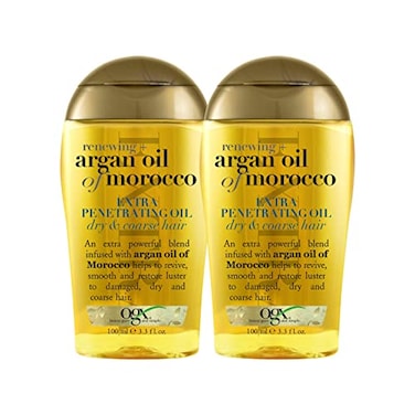 OGX Set of 2 Extra Strength Renewing  Argan Oil of Morocco Penetrating Hair Oil Treatment Deep Moisturizing Serum for Dry Damaged  Coarse Hair ParabenFree SulfatedSurfactants Free 33 Fl Oz